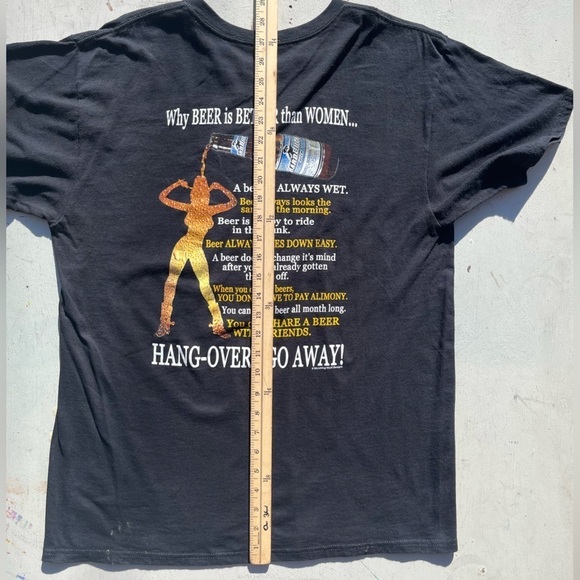 Men’s Cowboy Up T-Shirt Black Beer Women L Crew Range Country Ranch Cattle - Picture 11 of 12